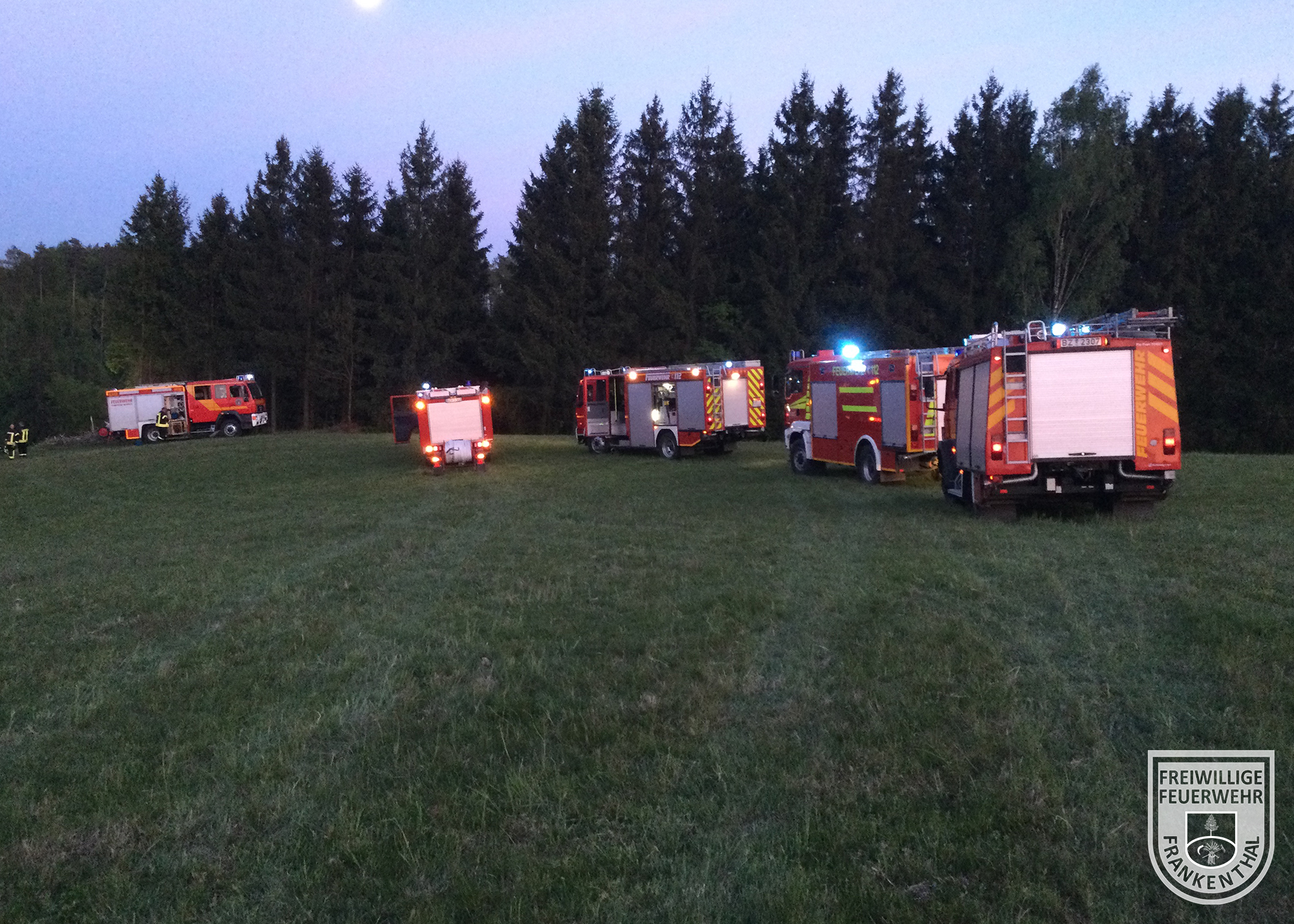 Feuerwehrfahrzeuge am Wald